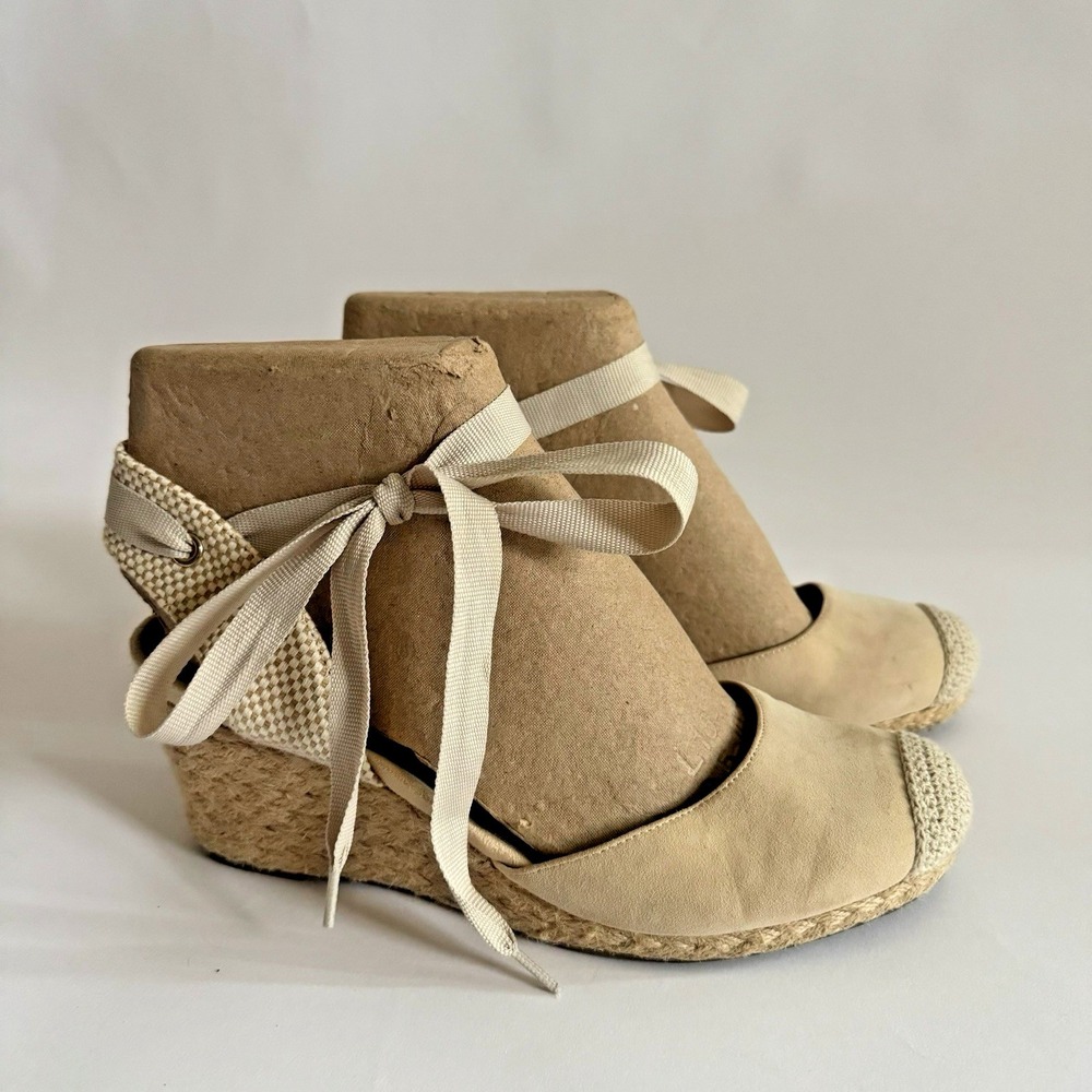 Vionic Maris Aruba Ankle Strap Suede Lace Up Espadrille Crochet Wedges 9.5